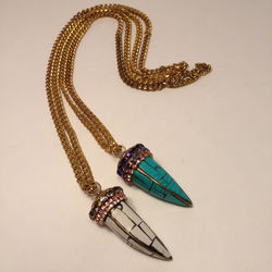 NE- TUSK1272. Wht/Turq jeweled tusks