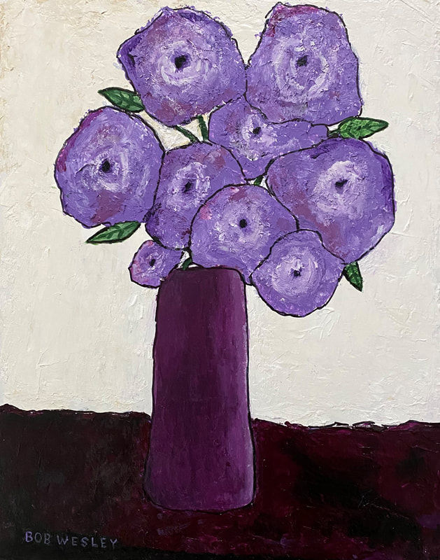 Purple Flowers in Vase, Bob Wesley