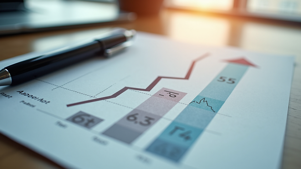 High angle view of a business growth chart with five stages marked