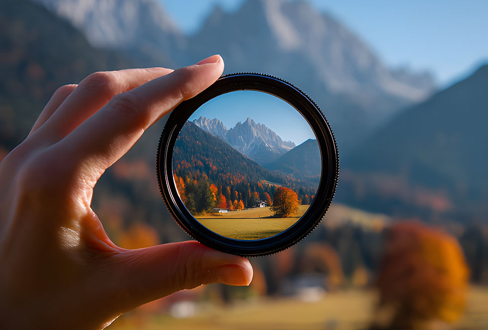 Sharp focus through a lens.