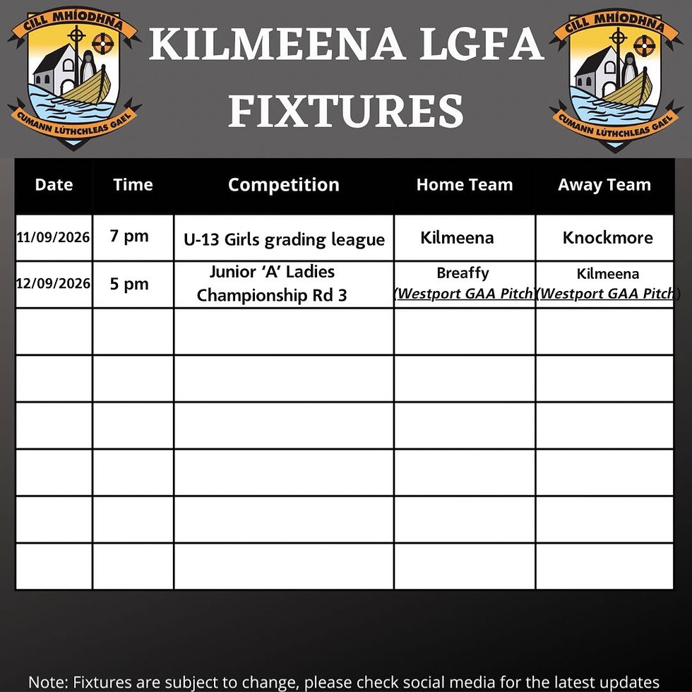 Kilmeena LGFA Fixtures