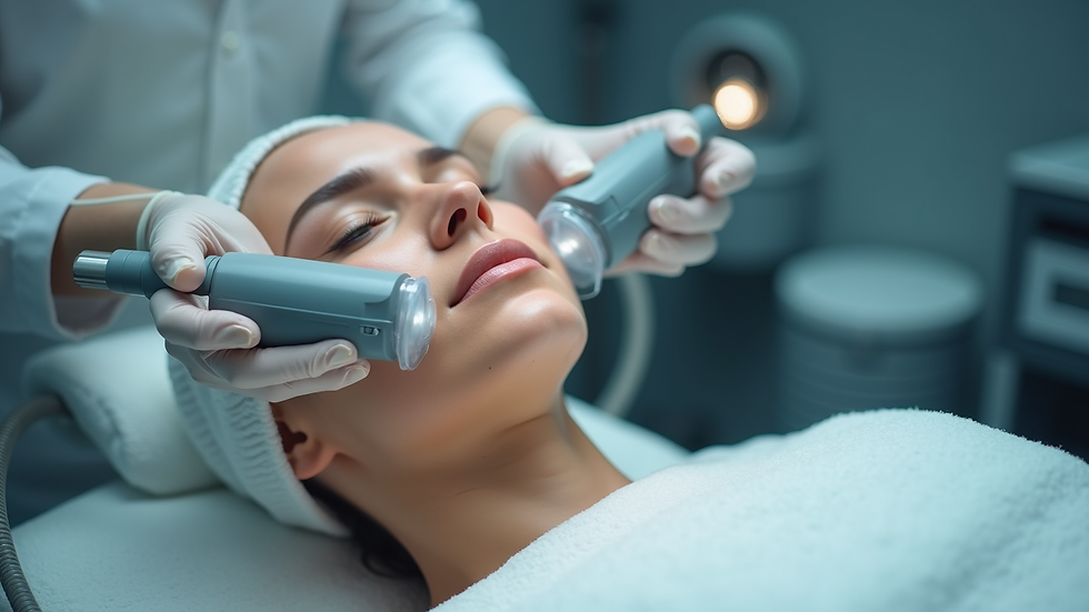 Close-up view of a high-tech facial treatment machine in use