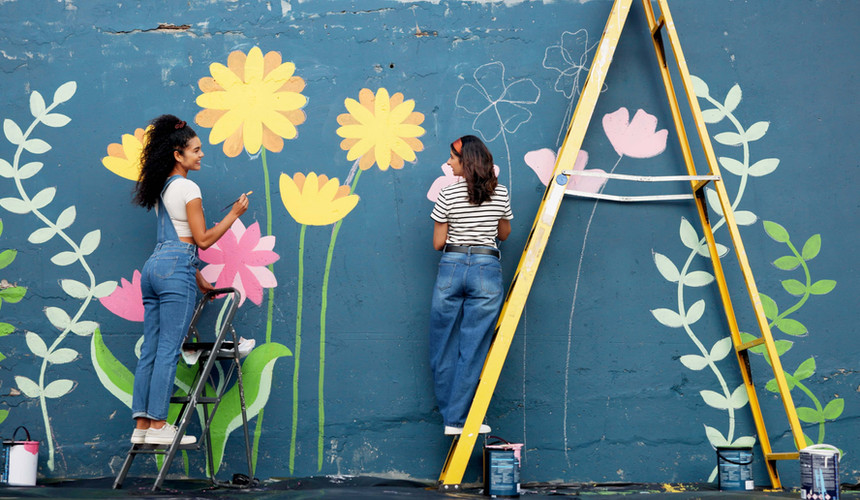 Artist flower wall painting