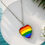 Thumbnail: Rainbow Striped Heart-Shaped Stainless Steel Pendant Necklace
