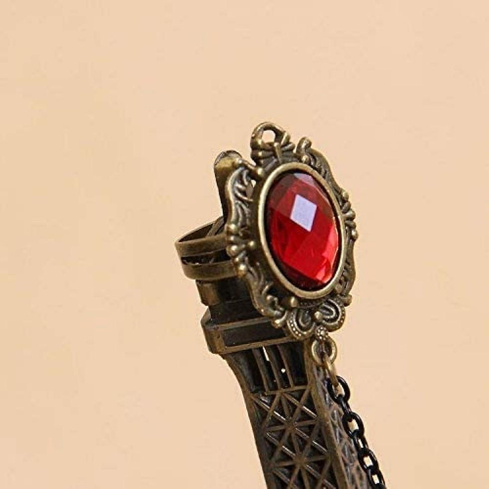 Thumbnail: Gothic Lace Red Rose Bracelet with Ring