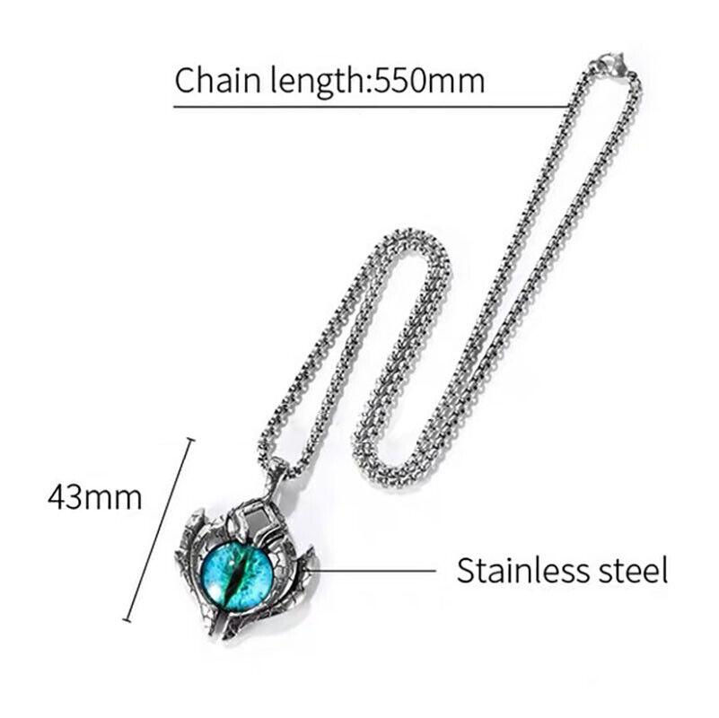 Thumbnail: Vintage Punk Stainless Steel Necklace, Luminous Devil's Eye Pendant For Men