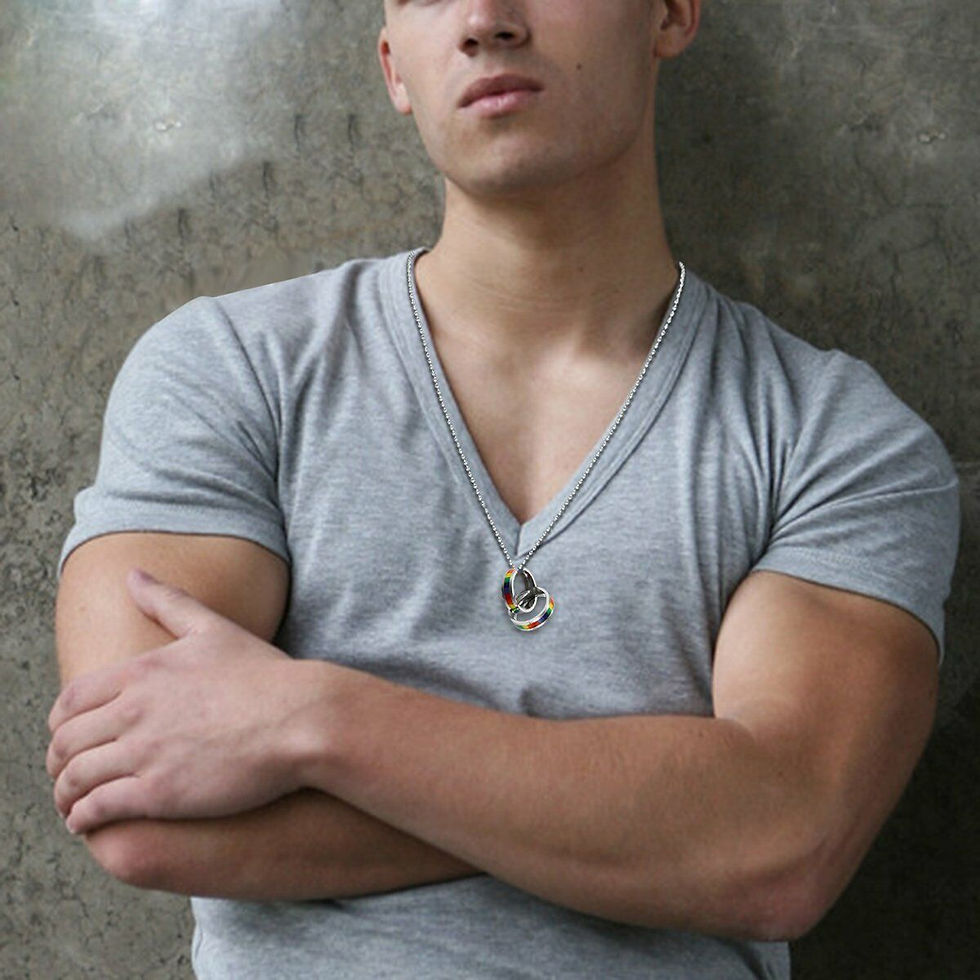 LGBTQ+ Pride Double Rainbow Ring Necklace