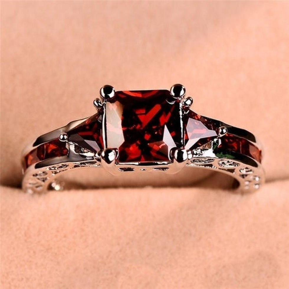 Thumbnail: Red Sparkle Cut Fashion Women Princess Ring