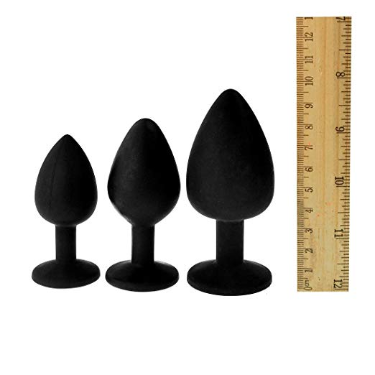 Thumbnail: 3 Pcs 3 Size Silicone Jeweled Anal Butt Plugs