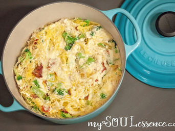 Whole30 Creamy Bacon Broccoli Spaghetti Casserole