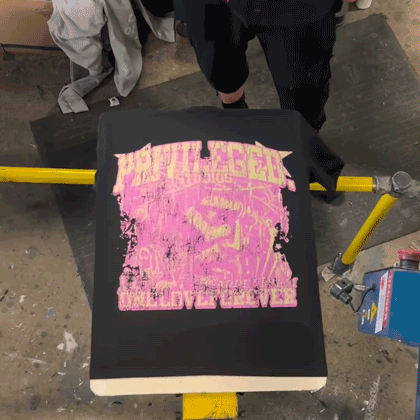 Slow zoom in on an oversized screen print