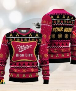 Personalized Miller High Life Holiday Cheer Ugly Sweater