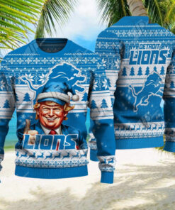 Detroit Lions Christmas Donald Trump Knitted Sweater