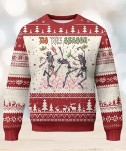 Dancing Skeleton Christmas Ugly Christmas Sweater Tis The Season Retro Boujee Xmas