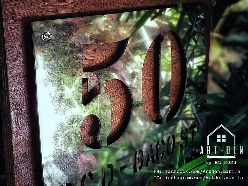 Metal House Number Sign with Wood