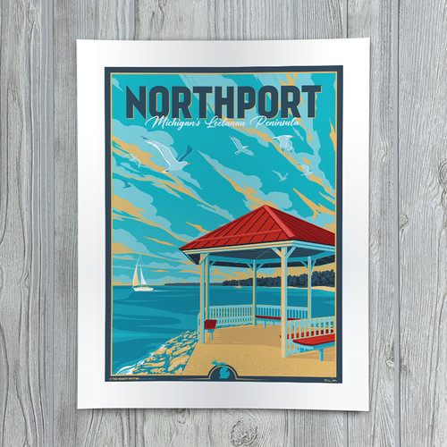 【希少】 BABYL ポートレート ポスターJohn McMurtrie Northport - Michigan Travel Art Print | The Mighty Mitten