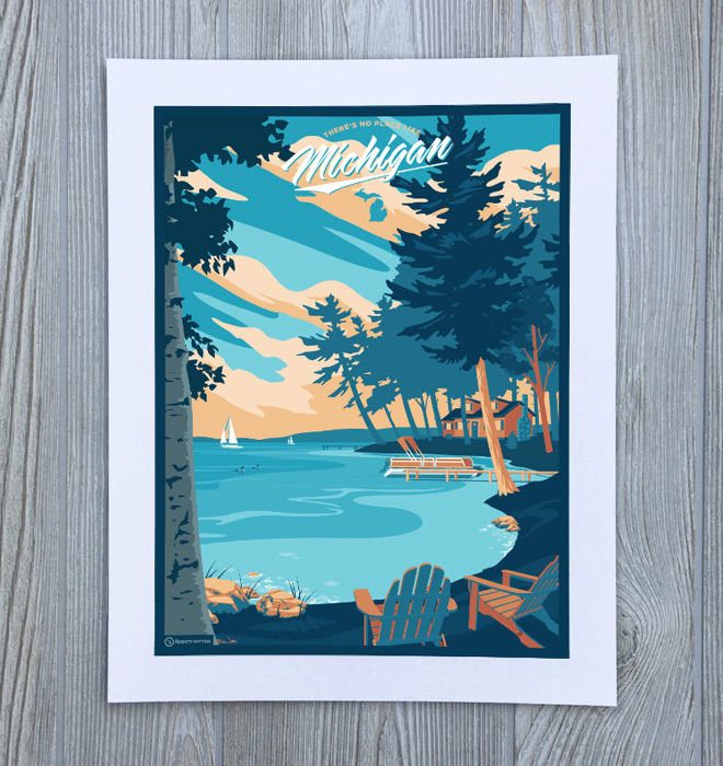 Thumbnail: No Place Like MI - Travel Art Poster Print