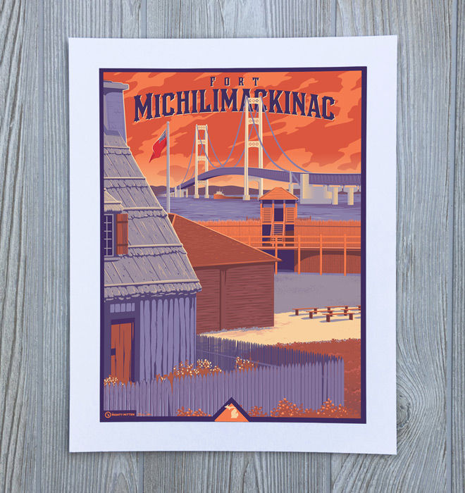 Thumbnail: Fort Michilimackinac - Vintage-Style Michigan Travel Art Print
