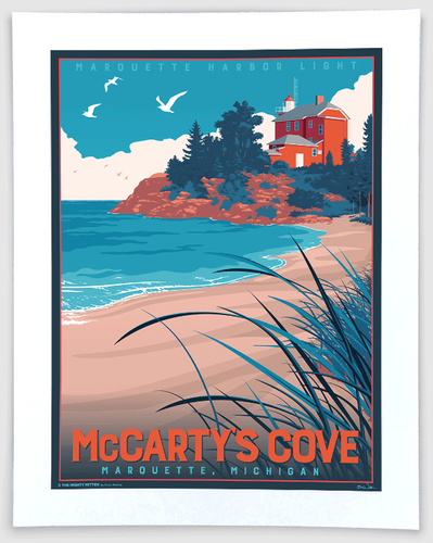 DMD Teetee Por North Otto Wave 直筆サインポスター McCarty's Cove - Marquette, Michigan Travel Art Print | The Mighty