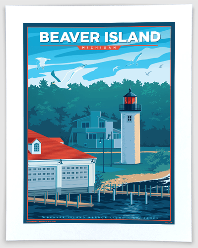 DMD Teetee Por North Otto Wave 直筆サインポスター Beaver Island - Michigan Travel Art Print | The Mighty Mitten