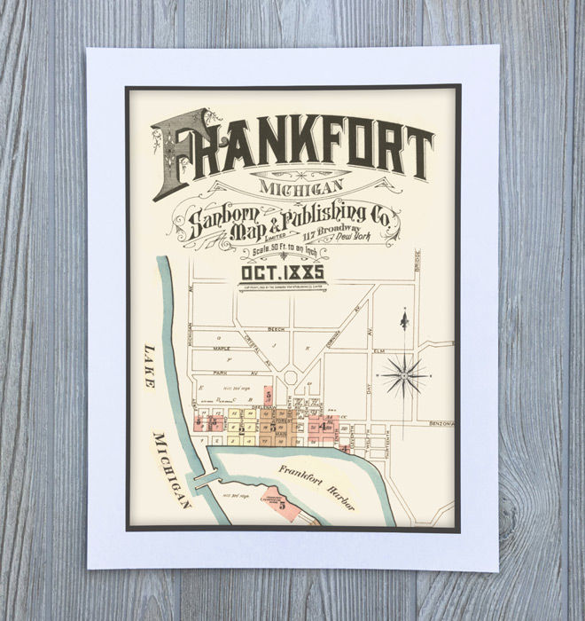 Thumbnail: Frankfort 1885 Sanborn Insurance Map Art Poster Print