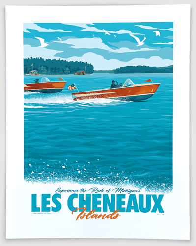 大友克洋　原画展　ポスター　GOOD WEATHER Les Cheneaux Islands - Michigan Travel Art Print | The Mighty Mitten