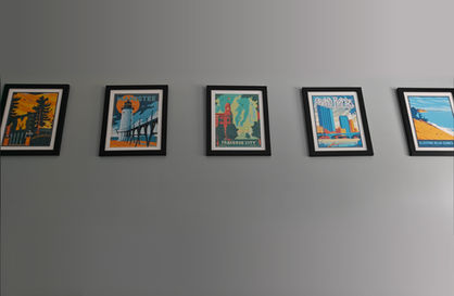 Framed Michigan travel posters by The Mighty Mitten