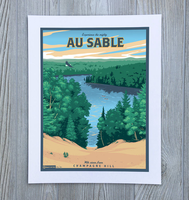 Thumbnail: Au Sable River - Michigan Travel Art Poster Print