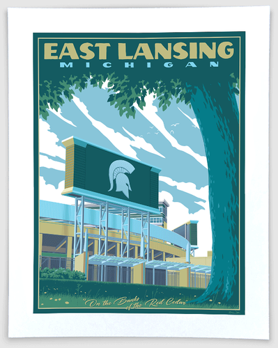Spartan Stadium - East Lansing Michigan Travel Art Print | The