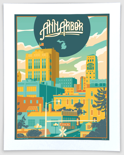 Ann Arbor Liberty - Michigan Travel Art Print | The Mighty Mitten