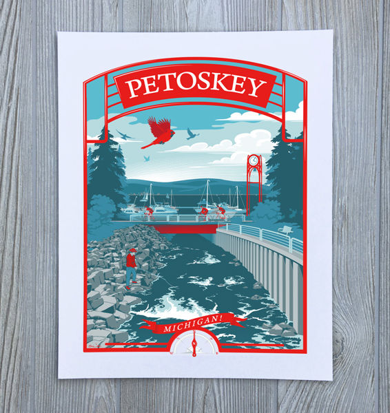 Thumbnail: Petoskey - Michigan Travel Art Print