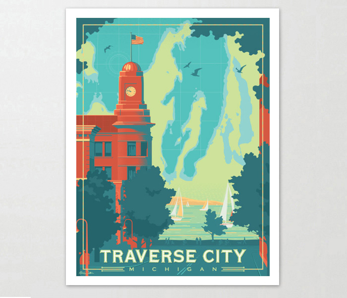 Traverse City Michigan Art Print by The Mighty Mitten