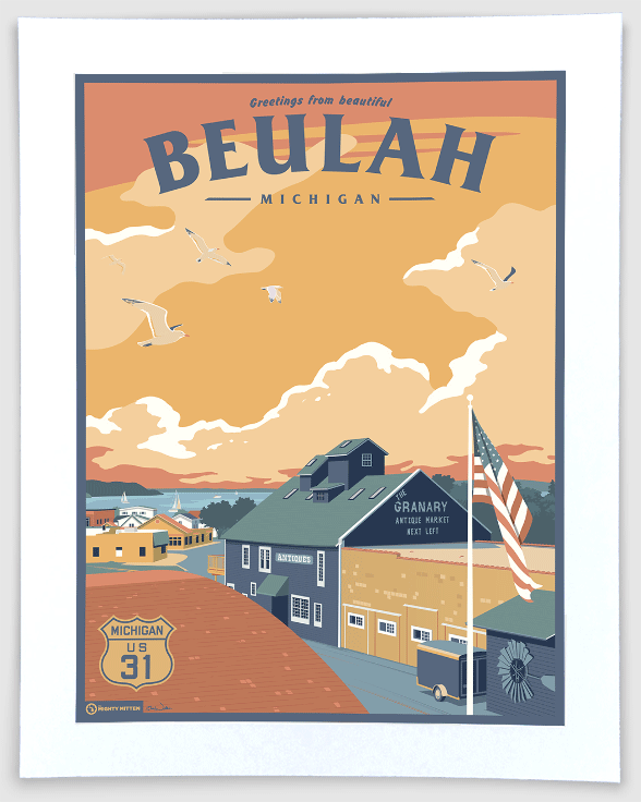 Thumbnail: Beulah - Michigan Travel Art Print