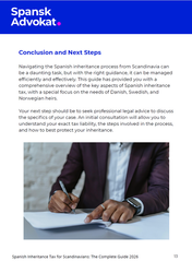 Conclusion page with next steps and an image of someone signing papers.