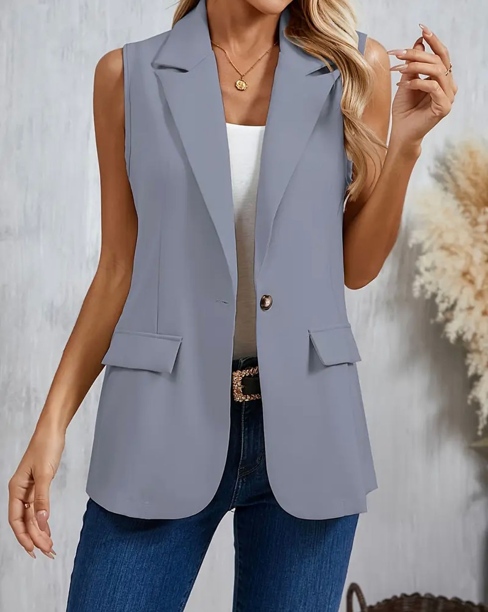 Miniatura: Blazer sin manga gris B857