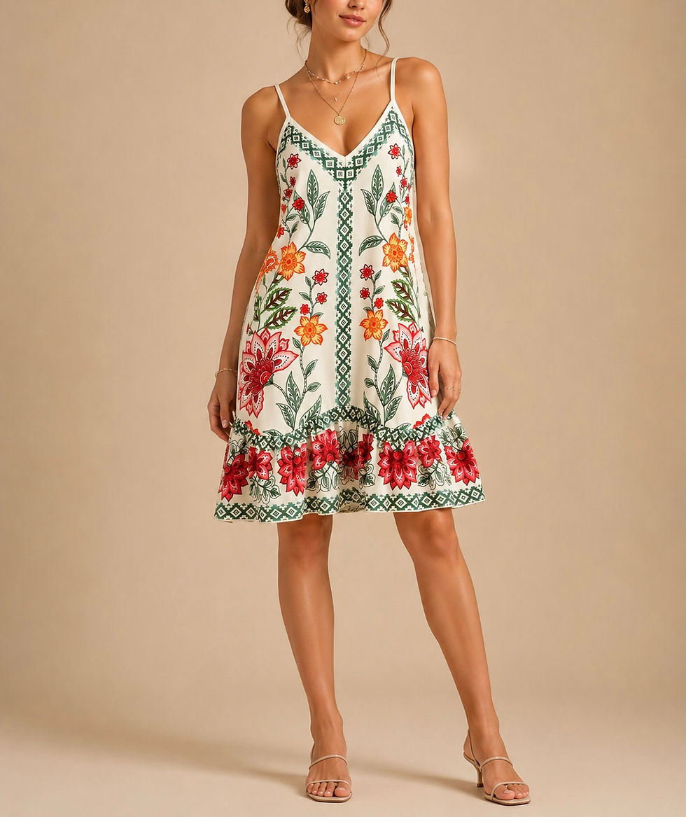 Miniatura: Vestido corot sin mangas y estampado floral C622