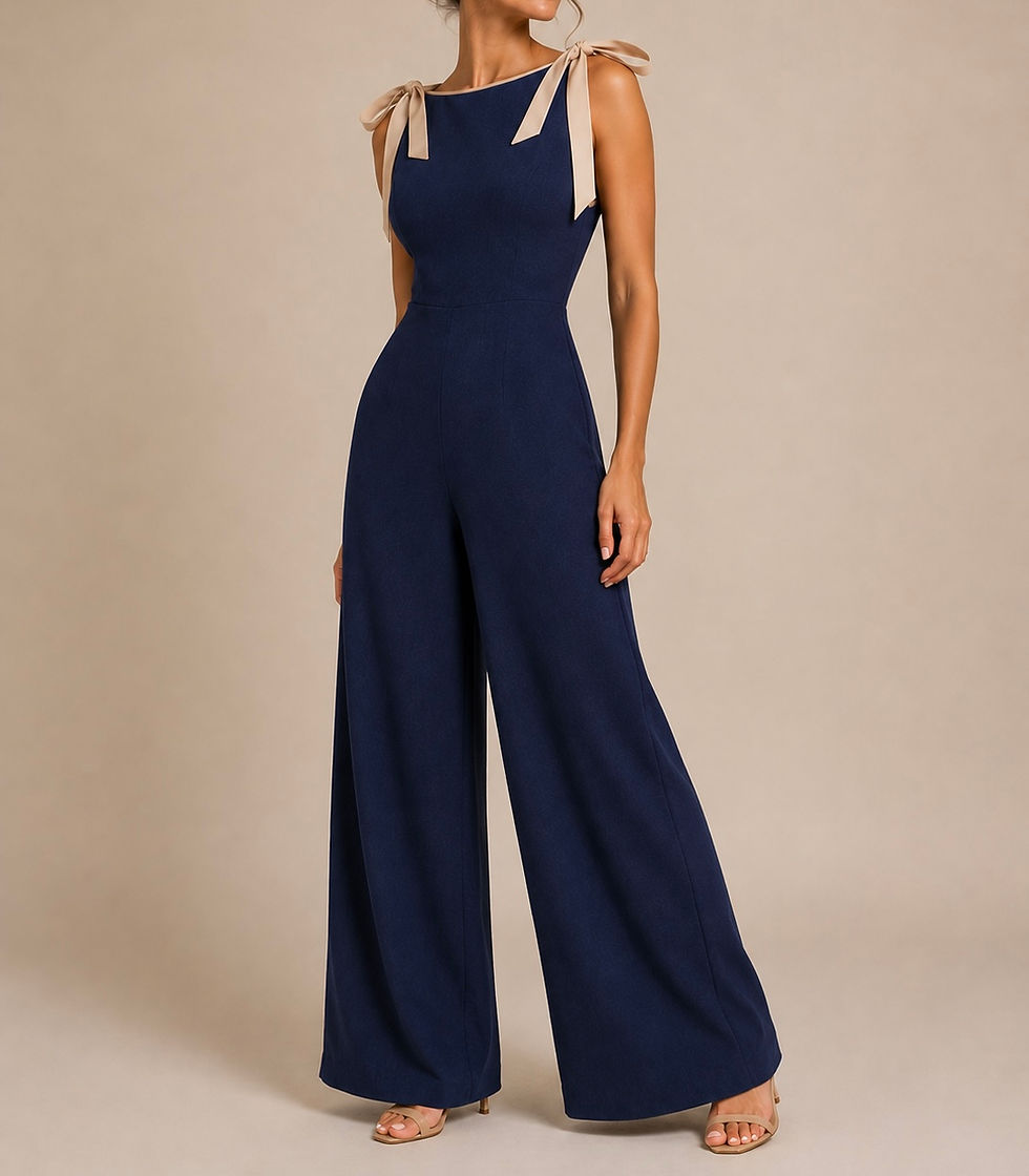 Miniatura: Jumpsuit beige con lazos marrón C417