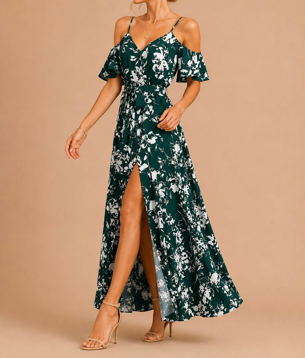 Miniatura: Vestido Maxi estampado verde C377