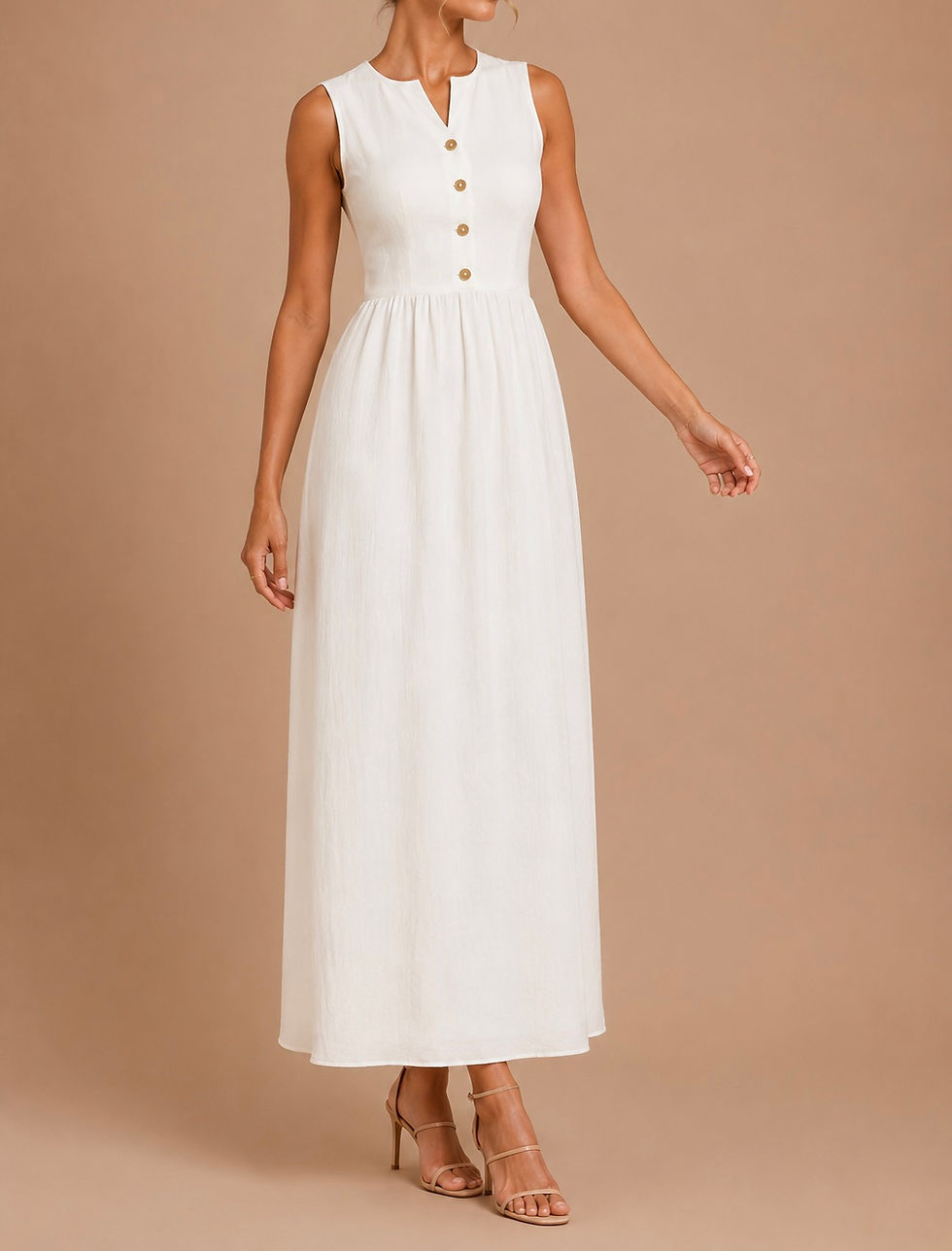 Miniatura: Vestido maxi blanco con botones C373