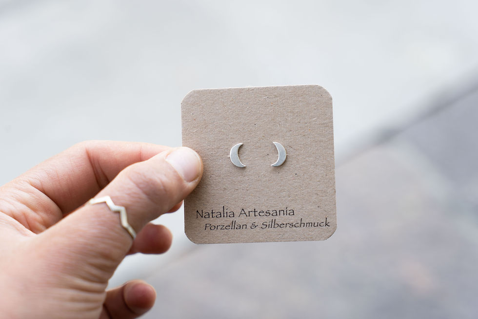 Thumbnail: ☾ Silver ear studs "Halfmoon"