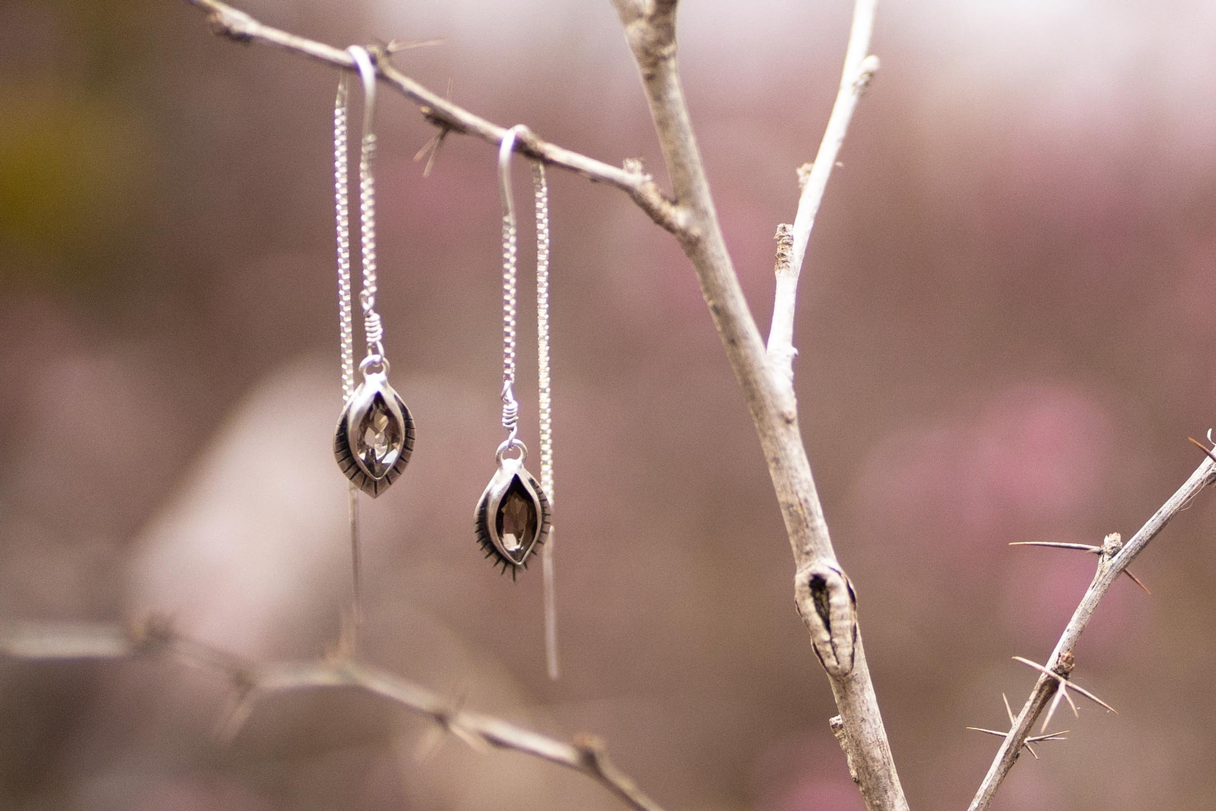 threader ohrhänger eleganz silber rauchquarz