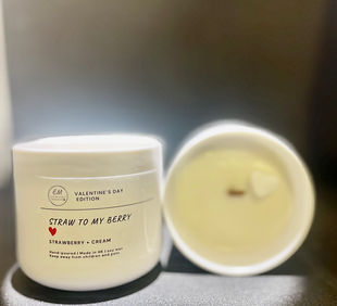 Personalised sticker as candle label .
