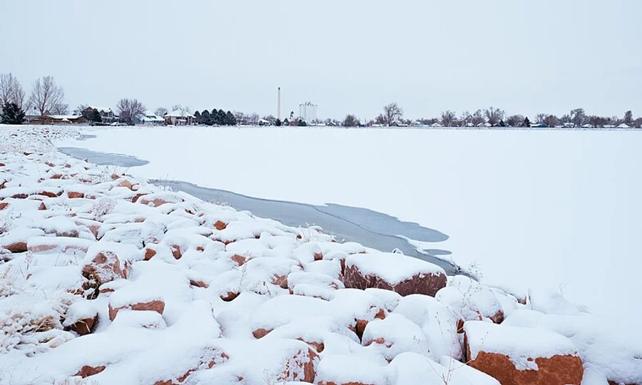 Windsor skyline from Windsor Lake in Windsor, Colorado