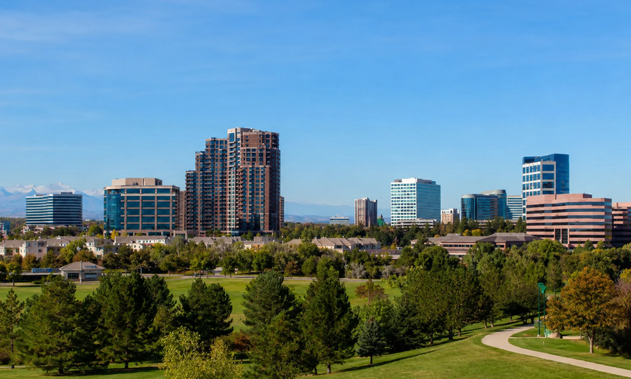 Greenwood Village, Colorado skyline and park