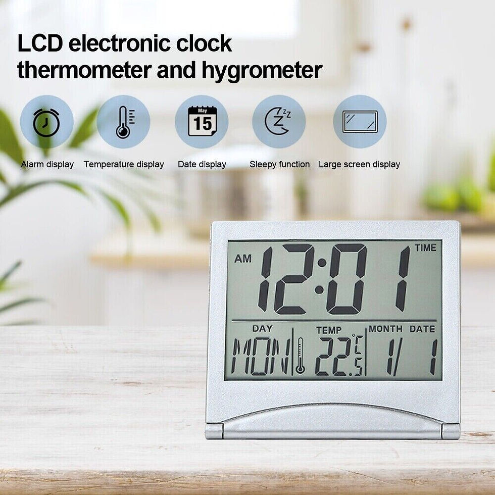 Thumbnail: Digital Travel Alarm Clock Foldable Temperature LCD Clock Compact Desk Timer New