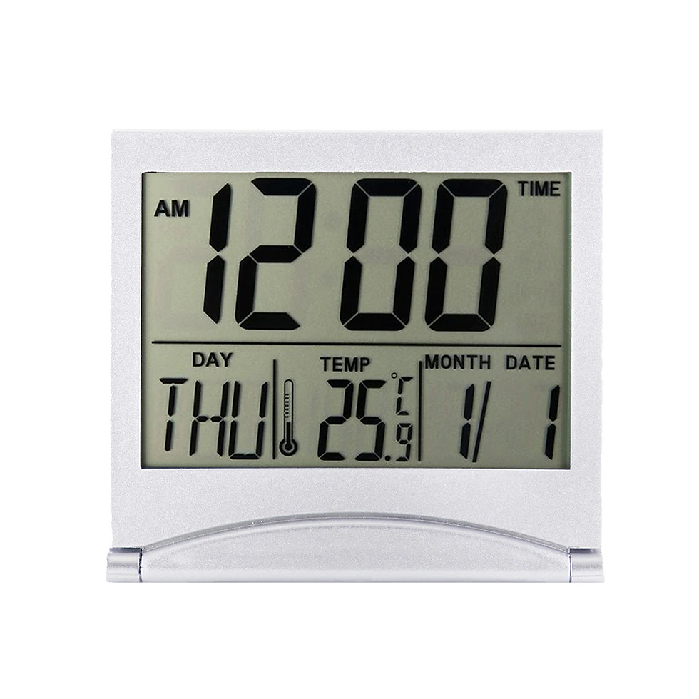 Thumbnail: Digital Travel Alarm Clock Foldable Temperature LCD Clock Compact Desk Timer New