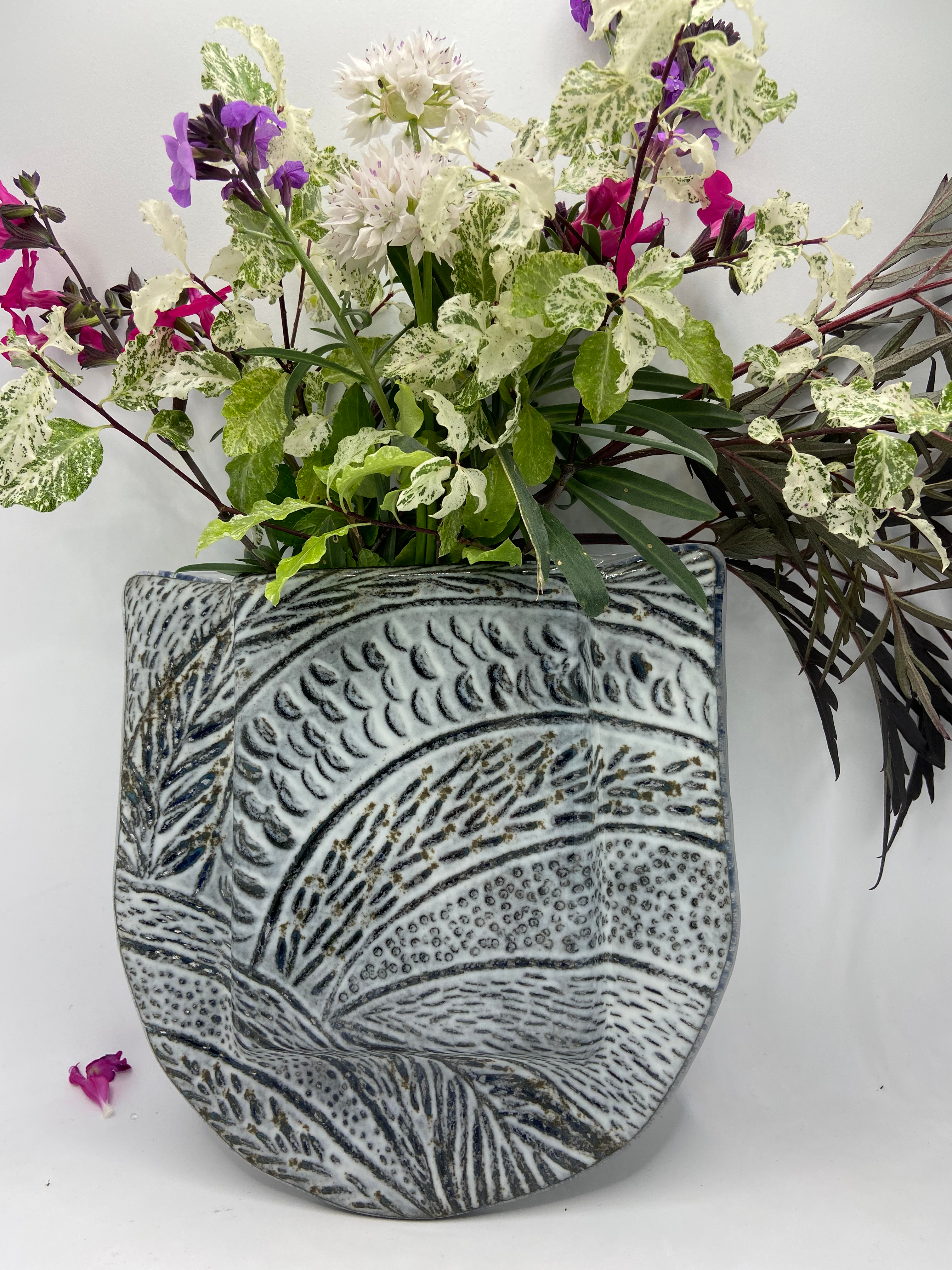 Decorative fused glass wall vase
