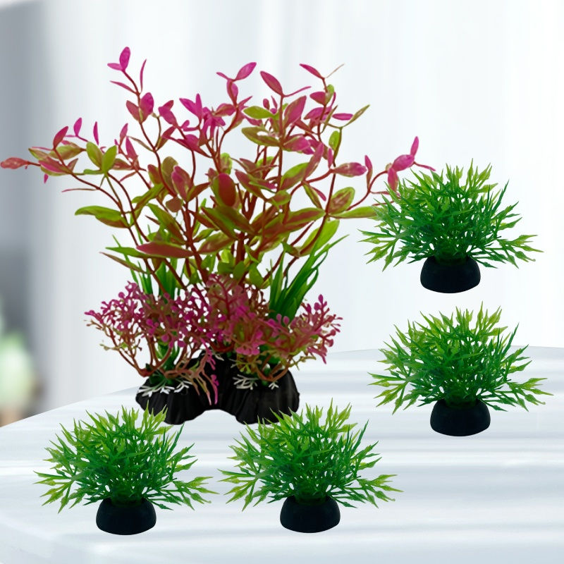 Thumbnail: 5pc Aquarium Plants Ornaments Plastic Simulation Artificial Water Grass Fish Tan