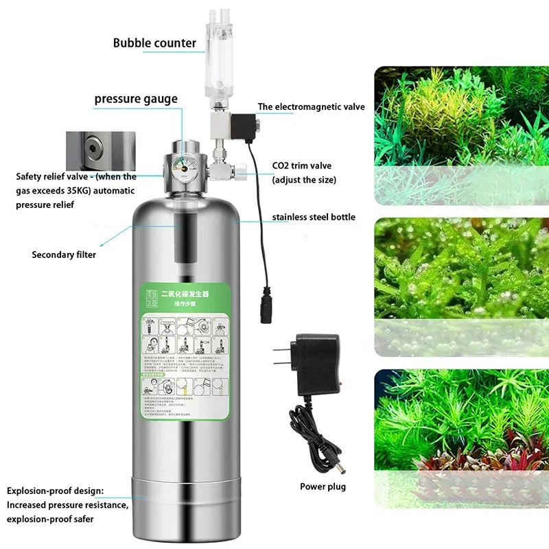 Thumbnail: Aquarium CO2 Generator system Kit Stainless Steel CO2 Cylinder Generator System 
