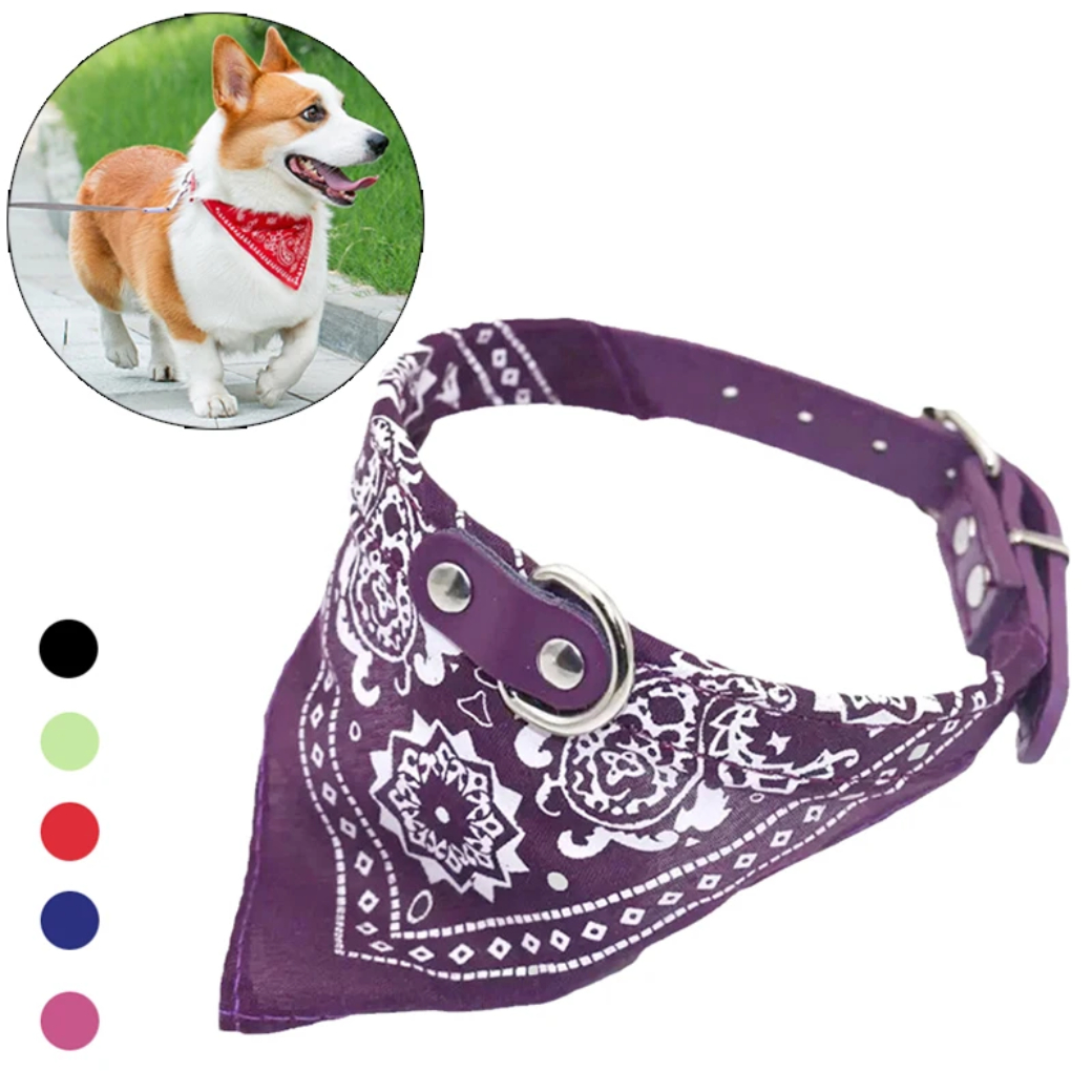 PU Cat Dog Collar with Scarf for Small Medium Dogs Chihuahua Corgi Puppy Adjusta